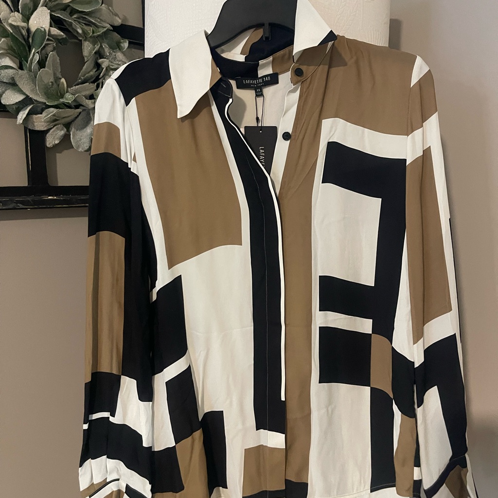 Nwt-Lafayette 148 New York Julianne Color Block Long Sleeve Top
